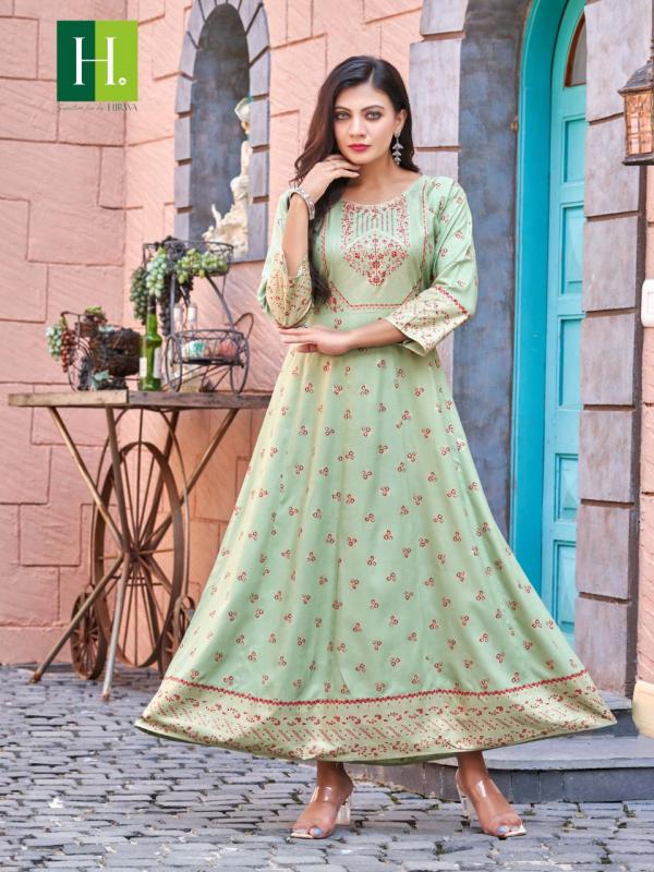 Hirwa Samantha 3 Long Rayon Designer Anarkali Kurti Collection 